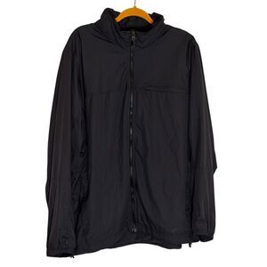 REI Men's Windbreaker Jacket Front Zip Hood Pocket Black XXL bv